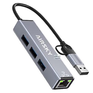هاب تبدیل  Type-C+USB To Lan+USB3+USB2 مدل AirSky HC-78